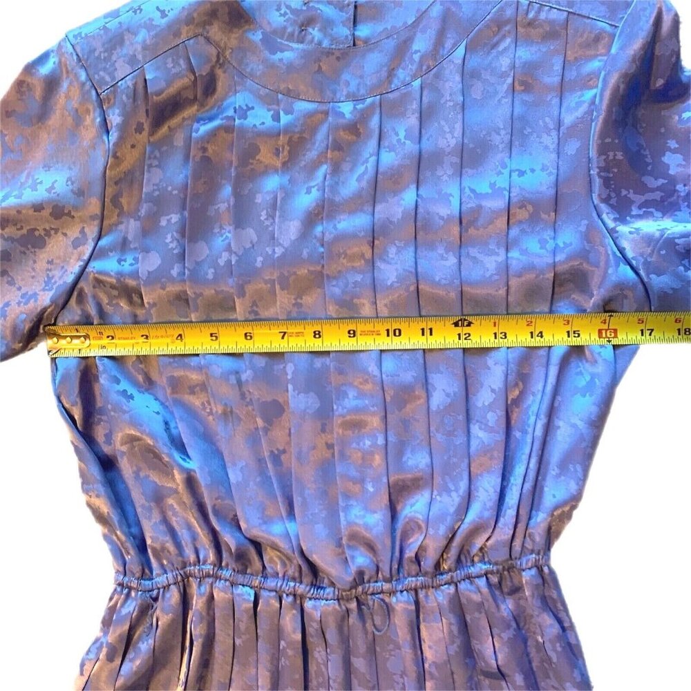 Vintage In the Mood Pleated Accordion Dress Purple Long Sleeve Belted Buttons - Picture 10 of 12